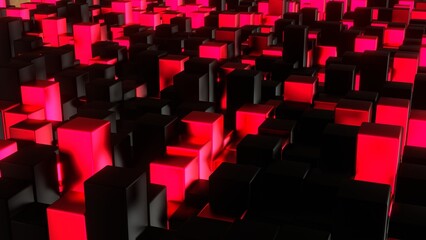 Obraz premium Würfel, Balken, Box, Quadratisch, Geometrie, Anordung, 3D, dynamisch, Quader, metall, mosaik, Architektur, 