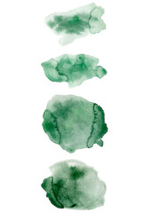 Green watercolor splashes texture on white background