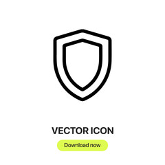 Shield icon vector. Linear style sign for mobile concept and web design. Security symbol illustration. Pixel vector graphics - Vector.
