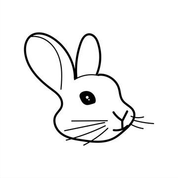 Rabbit head in linear style. Hand drawn rabbit isolated on white background. vector eps10