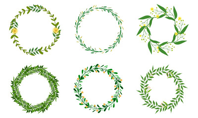 Collection of circular green wreaths