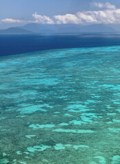 Fototapeta na wymiar Airview of shallow water-covered Batt Reef on the Great Barrier Reef. Queensland-Australia-330