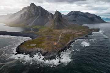Iceland Hvalnes lighthouse copy space landscape