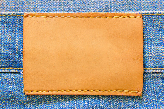 Blank leather jeans label example