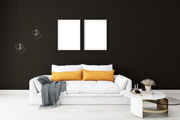 Living room frame mockup  modern A4