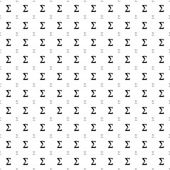 Square seamless background pattern from black sigma symbols are different sizes and opacity. The pattern is evenly filled. Vector illustration on white background