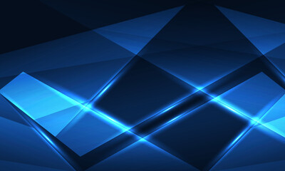 Obraz premium Abstract blue background with diagonal dynamic geometric glowing lines. Modern trandy abstract blue background for brochure, banner, business, corporate, cover or poster. Vector illustration