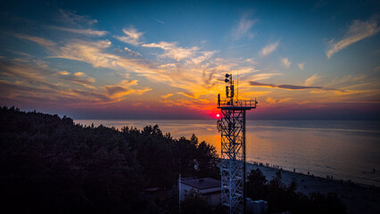sunset over the harbor