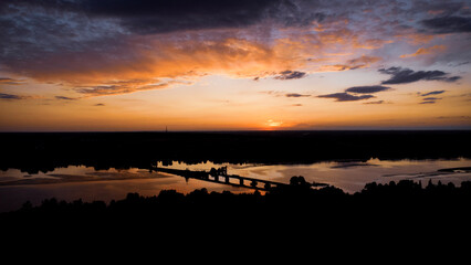 sunset over the lake