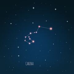 Constellation Carina scheme in starry sky. Open space. Vector illustration Carina constellation through a telescope.  © iryna