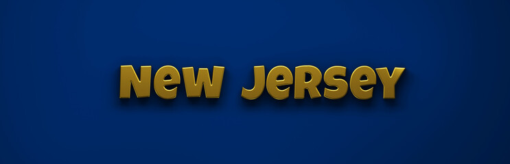 New Jersey golden text lettering 3D illustration banner render