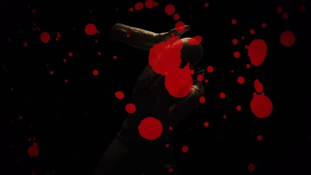 Animation of zombie with blood marks on black background