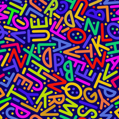Bright random pattern of Latin letters. Vector illustration