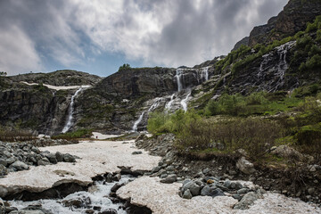 Big waterfalls in Caucasus Mountains