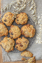 Oatmeal raisin cookies with chocolate and dried cranberries