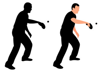 Silhouette athlete tennis player playing table tennis. Male figure of athlete. Isolated vector