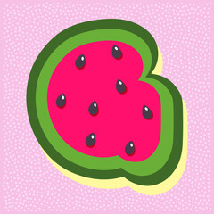 Watermelon fruit style alphabet text, letter G