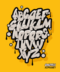 Graffiti alphabet. Comic style hand drawn font. Street art design.