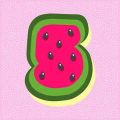 Watermelon fruit style alphabet text, namber 5