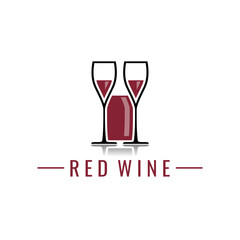Red wine as a logo design. Illustration of red wine as a logo design on a white background - 552458312