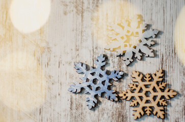 DIY Christmas decoration on wooden background