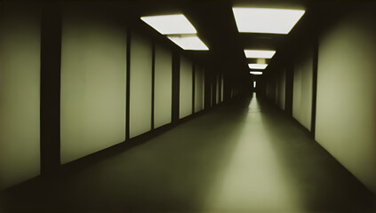Ai Digital Illustration Old Photo of an Hallway Tunnel