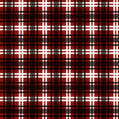 Gingham seamless pattern. Red and black watercolor checkered plaid, rustic tartan and buffalo check plaid vector background
