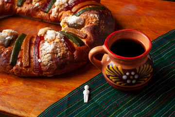 Traditional rosca de reyes bread. Mexico and latin america celebration