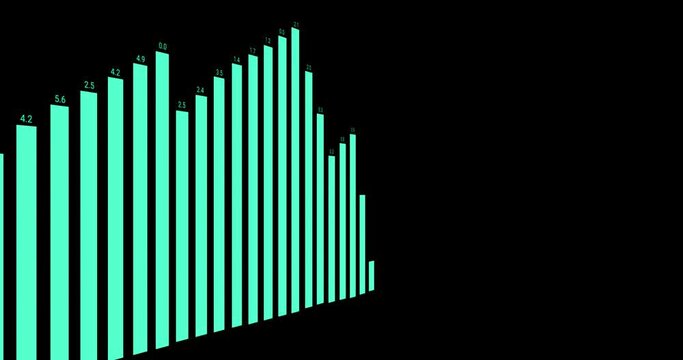 Animation of blue graph processing data on black background