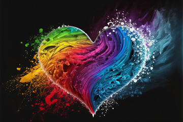 ai generative, illustration of a rainbow colored heart, LGBTQ symbolic