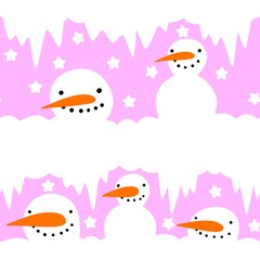 Winter seamless snowman and snowflakes pattern for Christmas wrapping paper and kids notebooks