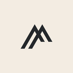 letter m mountain line monogram logo vector. - obrazy, fototapety, plakaty