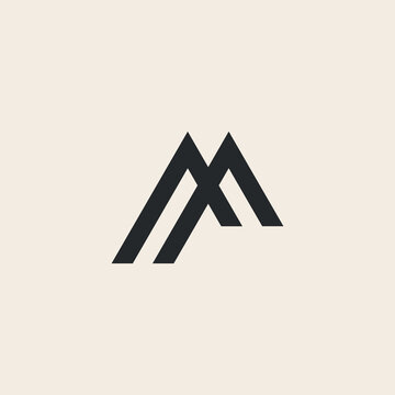 letter m mountain line monogram logo vector.