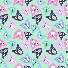 Cartoon toys animals seamless fluffy bears pattern for wrapping paper and fabrics and kids clothes print