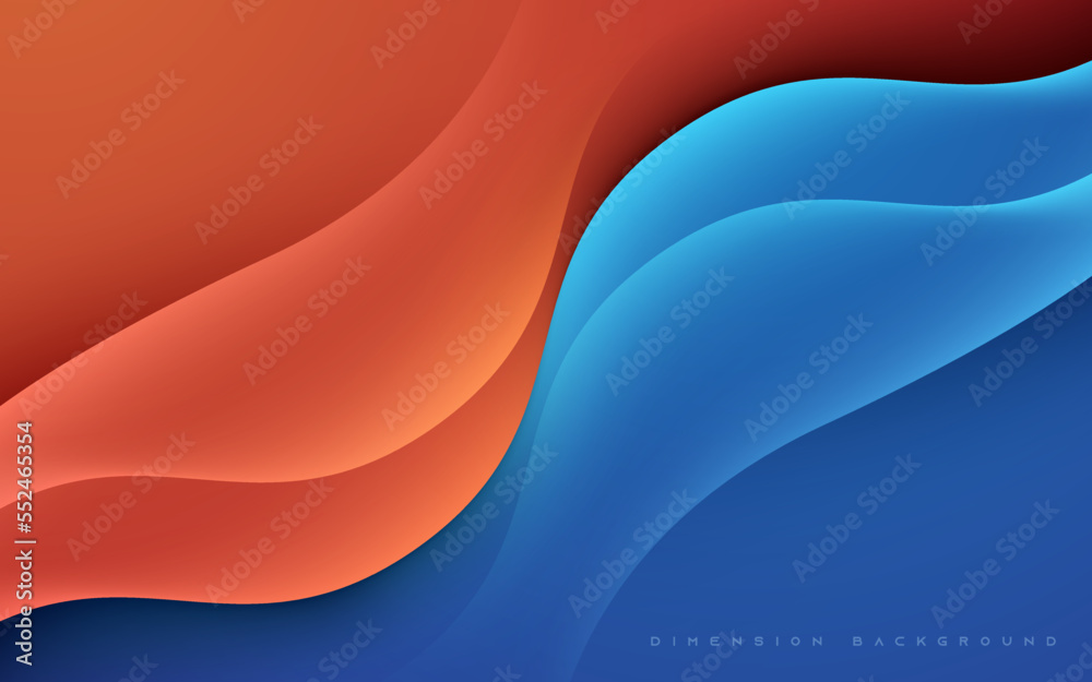 Wall mural abstract blue and orange dynamic background light and shadow effect