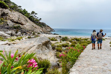 The garden in the visitor center, in the isle of Montecristo, part of the Tuscan Archipelago. It's...