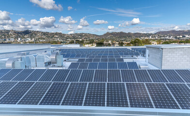 Close up of solar panels on a roof.