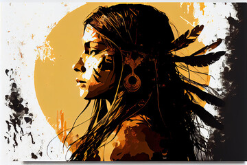 native american indian woman abstract art poster,generative ai