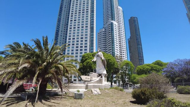 Buenos Aires, Argentina 15.11.2022: Monument to the Naval Prefecture in Puerto Madero modern area of ​​Buenos Aires