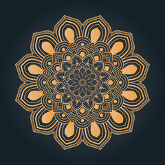 Luxury ornamental and wedding mandala design background in golden color