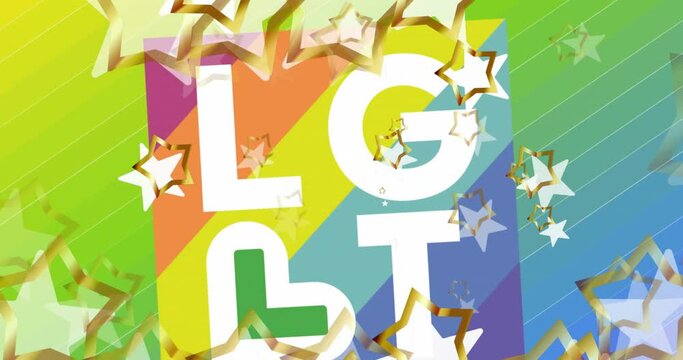Animation of stars over lgbt text