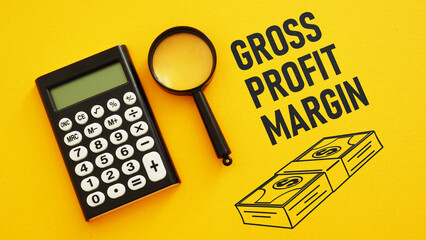 Gross profit margin is shown using the text - obrazy, fototapety, plakaty