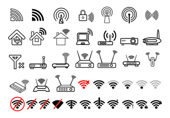  wifi router wireless broadband modem isolated. - obrazy, fototapety, plakaty