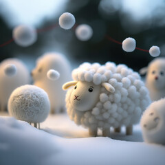 Obraz premium Cute plush wool animals