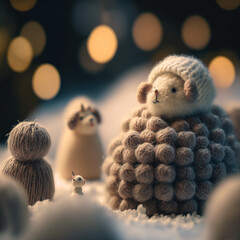 Fototapeta na wymiar Cute plush wool animals