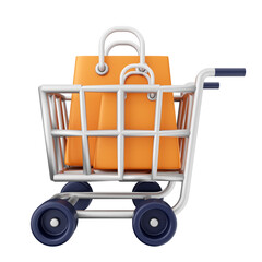 shopping cart and shopping bag icon illustration 3d render © Rizki Ahmad Fauzi