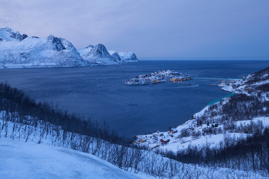 Winter view over Hus&oslash;y, Senja, Norway