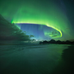 Northern lights - aurora borealis, Lofoten Islands, Norway