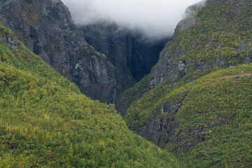 Autumn landscape from upper Kåfjorddalen valley, Norway