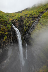 Fototapeta na wymiar Waterfall seen from Gorsabrua bridge, Norway